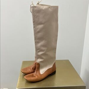 Repetto Two-Tone Over-the-Knee Boots in Cream and Brown